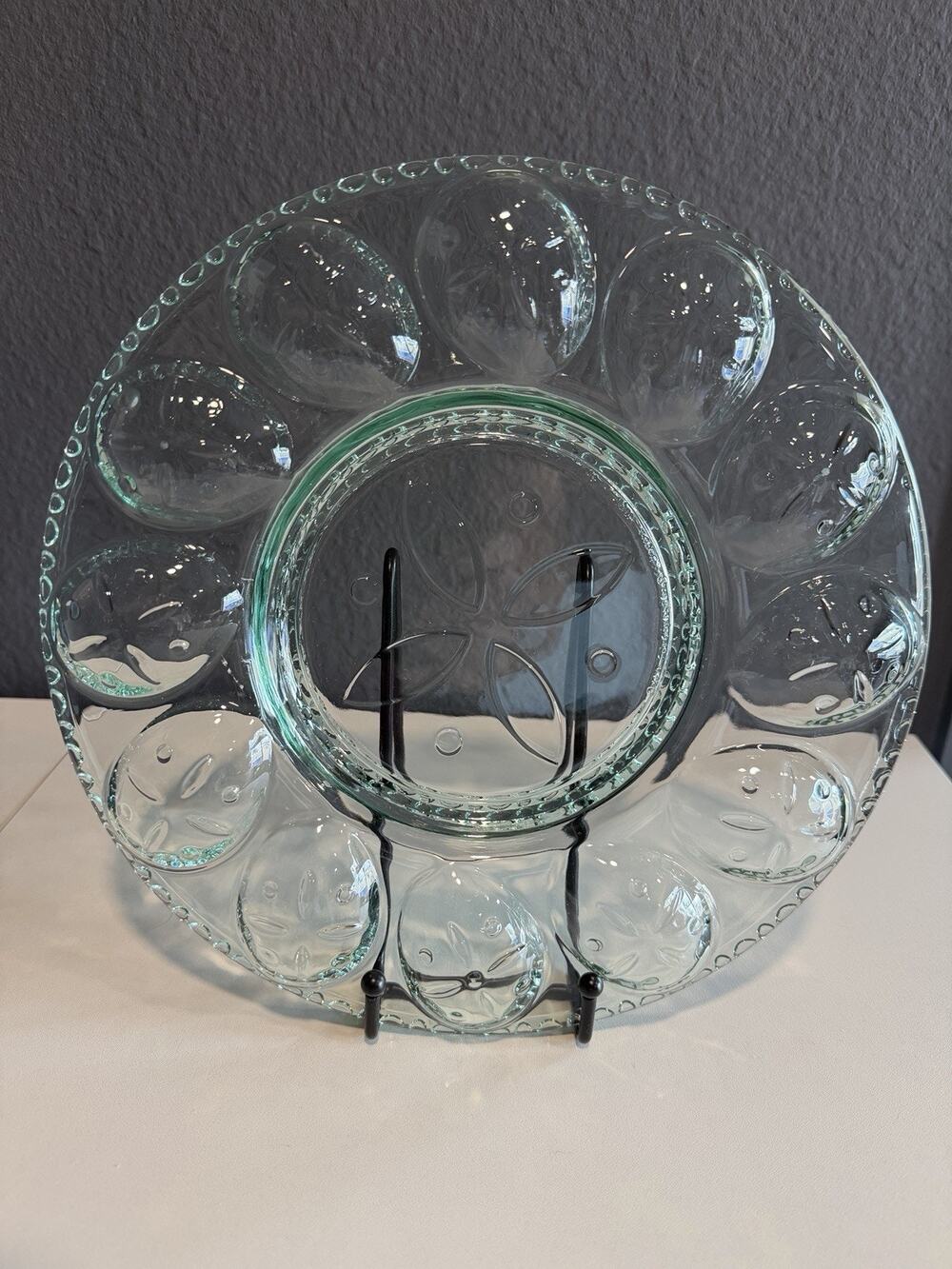 Beautifully Vintage Longaberger 2001 Glass Easter, Deviled Egg Plate -RETIRED